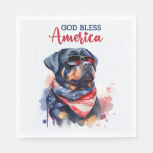 Serviette En Papier Chien patriotique Rottweiler