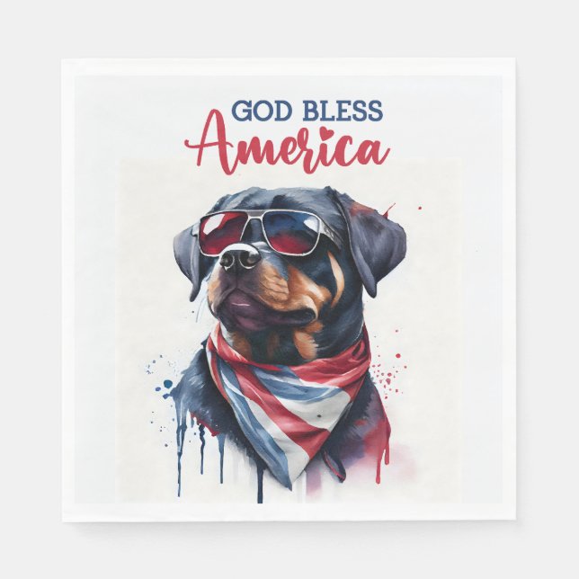 Serviette En Papier Chien Patriotique-Rottweiler (Devant)