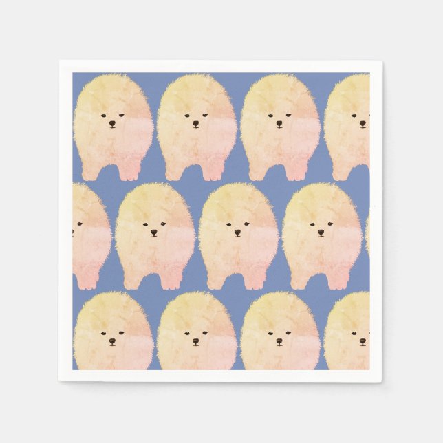 Serviette En Papier Chien Poméranien, Fluffeux Papier personnalisé Nap (Devant)