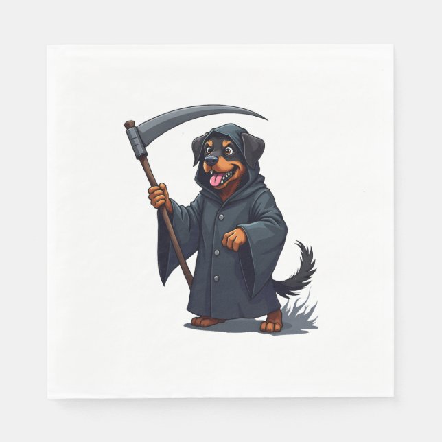 Serviette En Papier Chien Rottweiler Faucheuse (Devant)