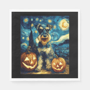 Serviette En Papier Chien schnauzer miniature mignon Halloween Jack O