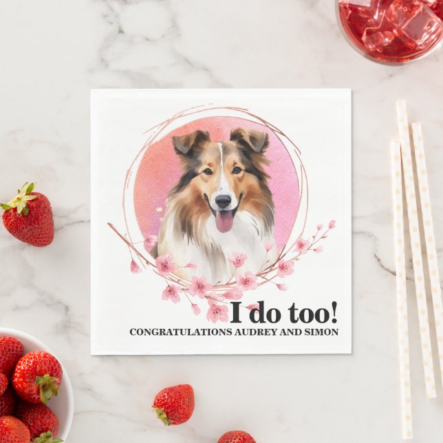 Serviette En Papier Chien Shetland Mariage Napkins Avec Chien Photo (En situation)