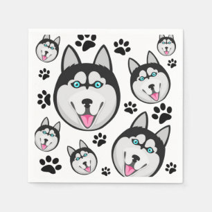 Serviette En Papier Chien Sibérien Chien Gros Chien À Moelle