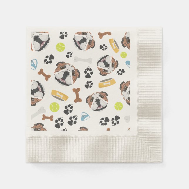 Serviette En Papier Chien souriant anglais Bulldog (Devant)