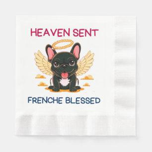 Serviette En Papier Chien-taureau Français Noir En Tant Qu'Anges Sur T