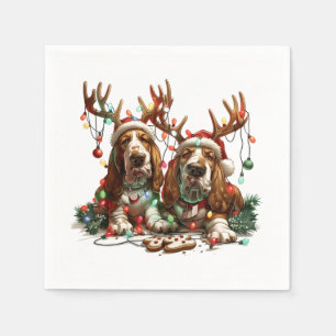 Serviette En Papier Chiens Basset Hound de Noël