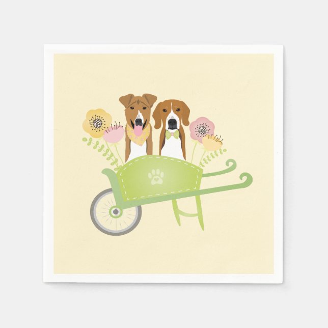 Serviette En Papier Chiens Brown En Fleurs De Printemps En Fleurs De B (Devant)