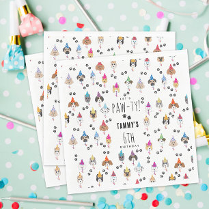 Serviette En Papier Chiens de fête d'anniversaire Pawty mignons