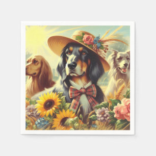 Serviette En Papier Chiens de la nature rétro
