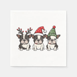 Serviette En Papier Chiens de Noël Boston Terrier
