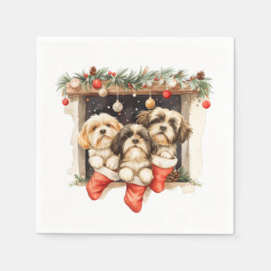 Serviette En Papier Chiens de Noël Chih Tzu