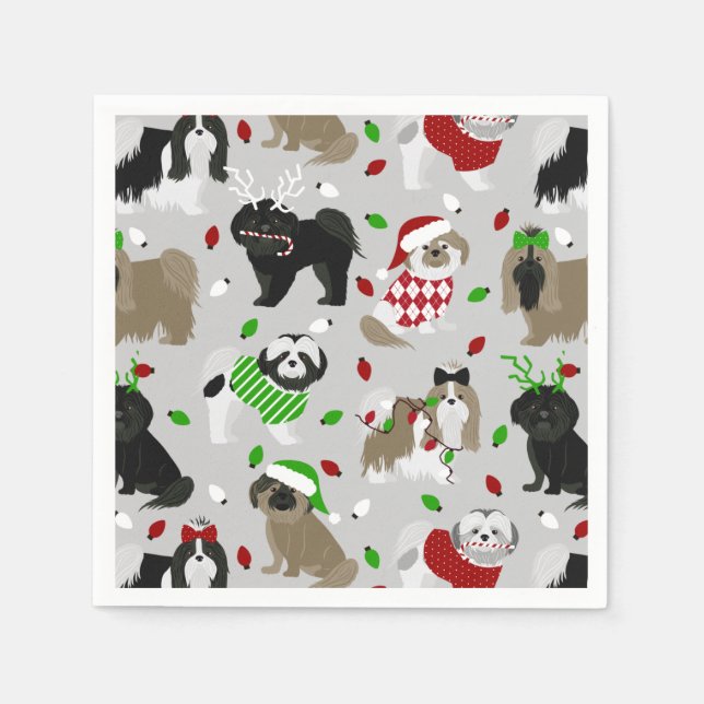 Serviette En Papier Chiens de Noël Chih Tzu Chiens serviettes (Devant)