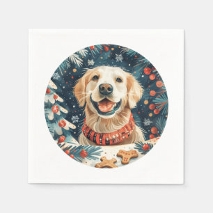 Serviette En Papier Chiens de Noël Golden Retriever