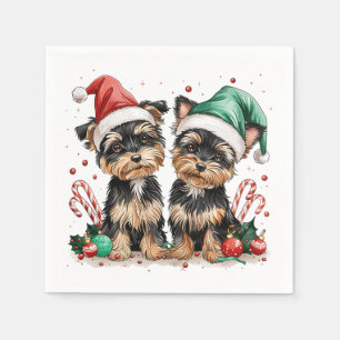 Serviette En Papier Chiens de Noël Yorkshire Terrier