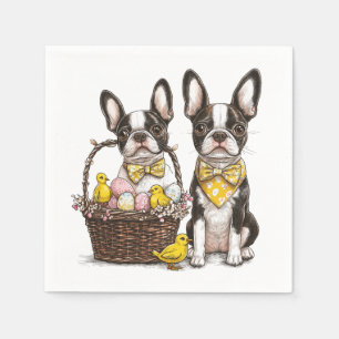 Serviette En Papier Chiens de Pâques Boston Terrier