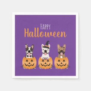 Serviette En Papier Chiens de taureaux français heureux Halloween