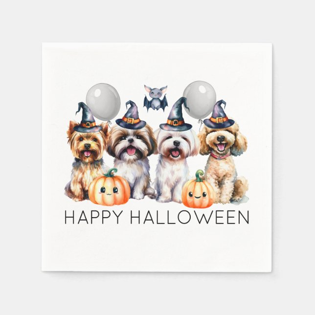 Serviette En Papier Chiens d'Halloween sympa (Devant)