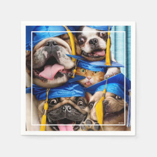 Serviette En Papier Chiens et chats diplômés en photomaton