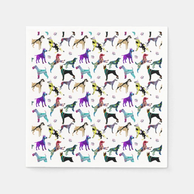 Serviette En Papier Chiens et pattes (Devant)