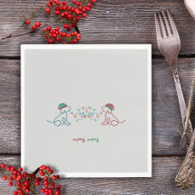 Chiens jouant avec des serviettes de Noël