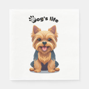 Serviette En Papier Chien's Life Fun Yorkshire Terrier illustration