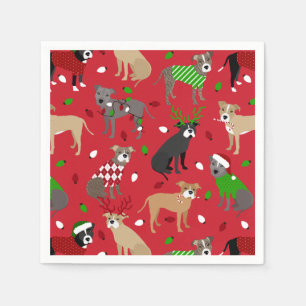 Serviette En Papier Chiens Pitbull de Noël