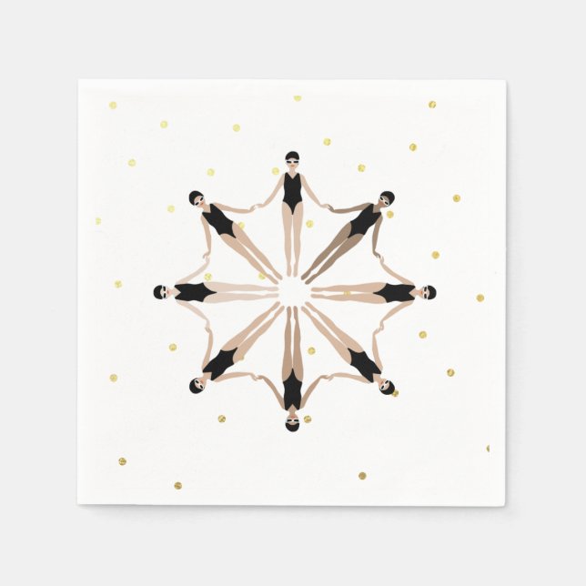 Serviette En Papier Chiffres d'or des nageurs synchronisés artistiques (Devant)