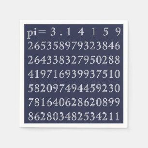 Serviette En Papier Chiffres PiDay Mathématiques de la fête Numéros Bl