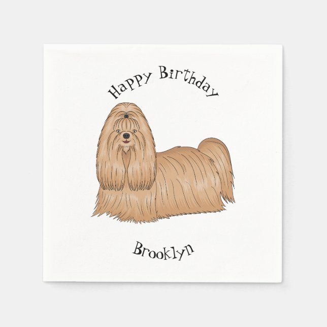 Serviette En Papier Chih tzu long cheveux dessin de chien (Devant)