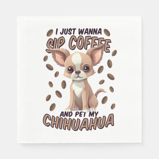 Serviette En Papier Chihuahua chien et haricots à café (Devant)