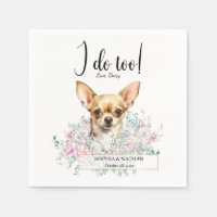 Chihuahua Chien Mariage Cocktail Serviettes