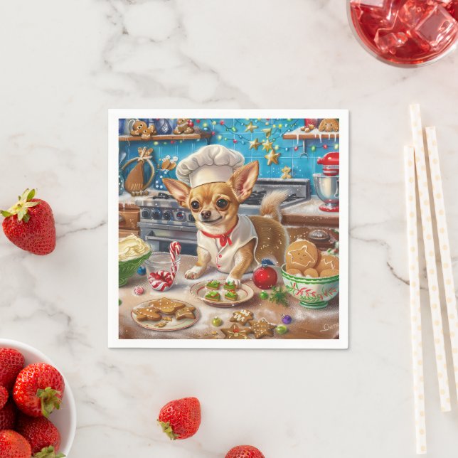 Serviette En Papier Chihuahua Gîtes de vacances : Noël festif (En situation)
