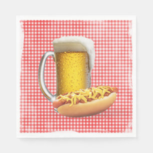 Serviette En Papier Chili Hot Dog et bière sur En vichy