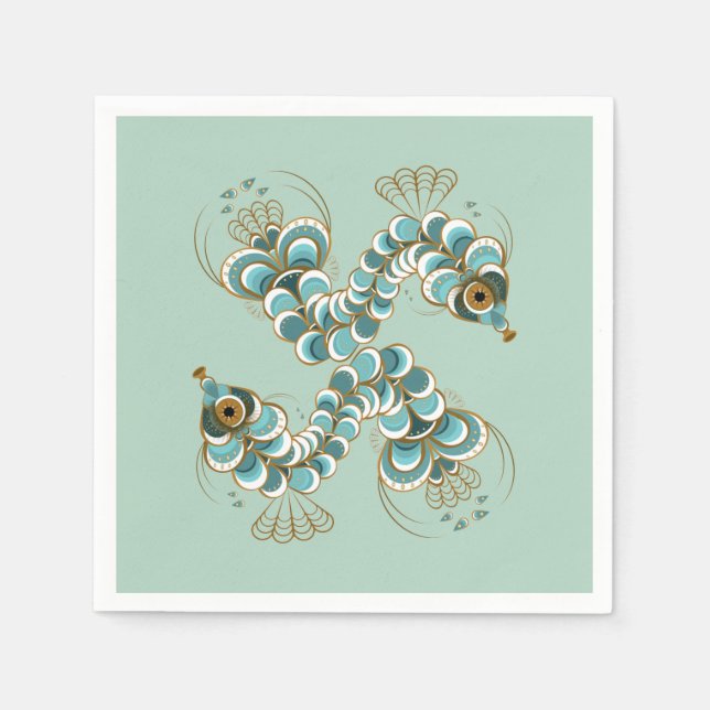 Serviette En Papier Chimera - Peacock Seahorse Papier Napkins (Devant)