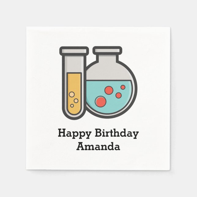 Serviette En Papier Chimie Tube d'essai et bécher Anniversaire (Devant)