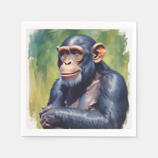 Serviette En Papier Chimpanzé fou mignon (Devant)