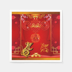 Serviette En Papier Chinois Rouge Rat de noeud annuel 2020 papier de p