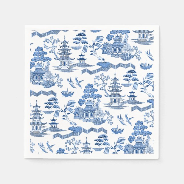 Serviette En Papier Chinoiserie Blue Willow (Devant)