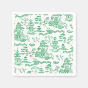 Serviette En Papier Chinoiserie Blue Willow en vert