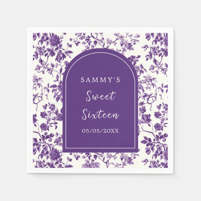 Serviette En Papier Chinoiserie d'antiquité violet Sweet sixteen (Devant)