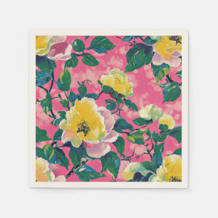 Serviette En Papier Chinoiserie rose peint Floral