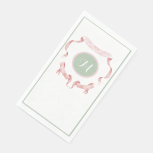 Serviette En Papier Chinoiserie Rubans Verts Logo Blason 