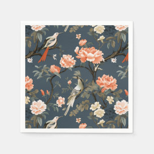 Serviette En Papier Chinoiserie sur Denim Blue