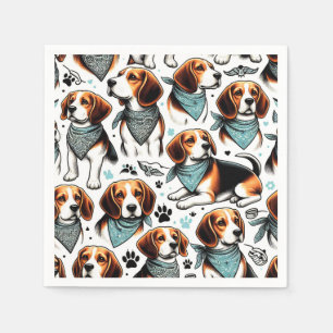 Serviette En Papier Chiot Beagle vintage sans couture