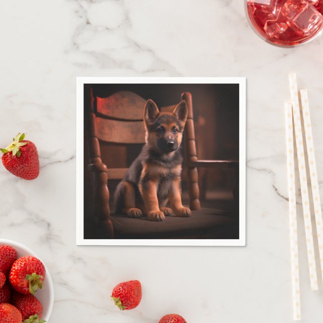 Serviette En Papier Chiot berger allemand (En situation)