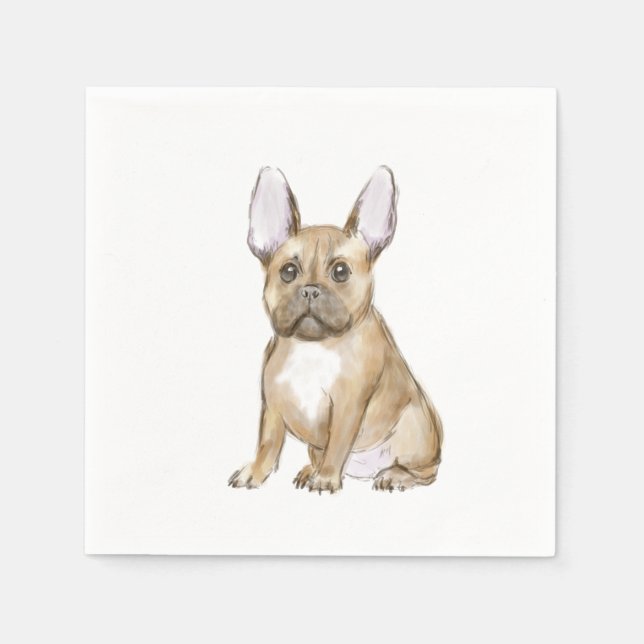 Serviette En Papier Chiot bouledogue français adorable (Devant)