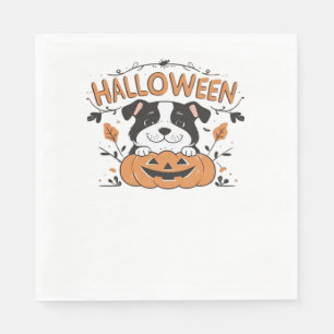Serviette En Papier Chiot mignon en Citrouille - Illustration de chien