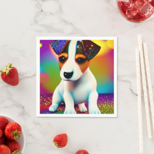 Serviette En Papier Chiots Terrier Mignons Étincelle Vue rapprochée  