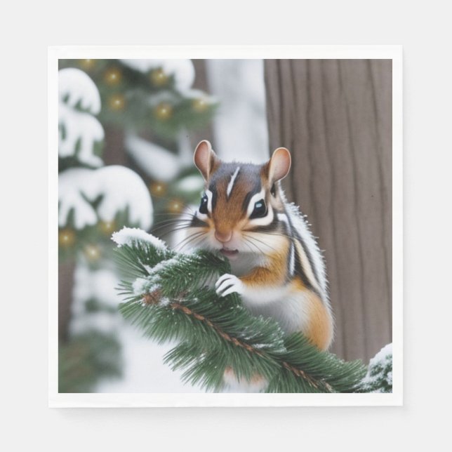 Serviette En Papier Chipmunk de Noël (Devant)