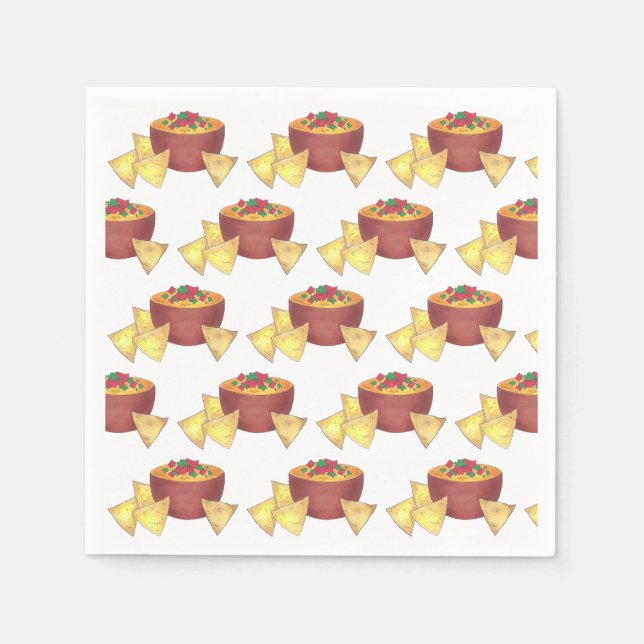 Serviette En Papier Chips Chili Con Queso Blanco Nachos Fromage Dip (Devant)